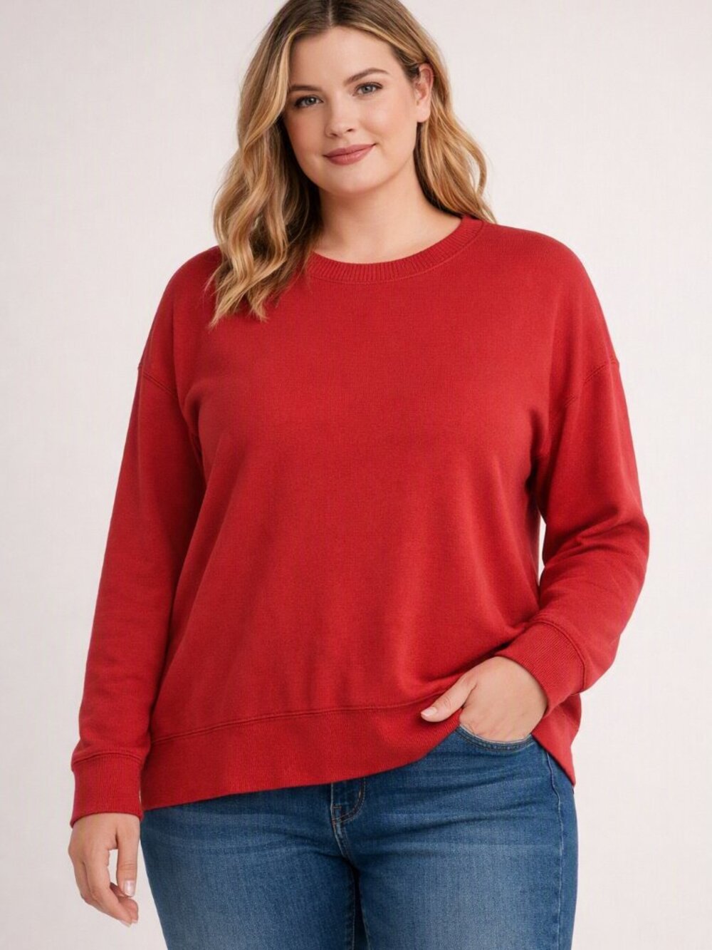 Lucky Brand Lightweight Red Crewneck Knit Shirt